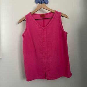 Oh My Gauze Small/Medium Pink V Neck Tank Coastal Preppy Cotton Boxy Fit